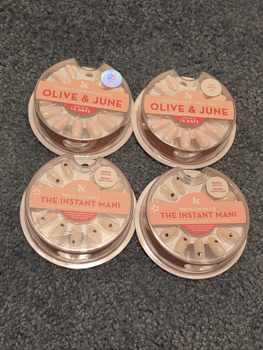 Olive & June Lot Of 4 The Instant Press On Mani Medium Length Oval